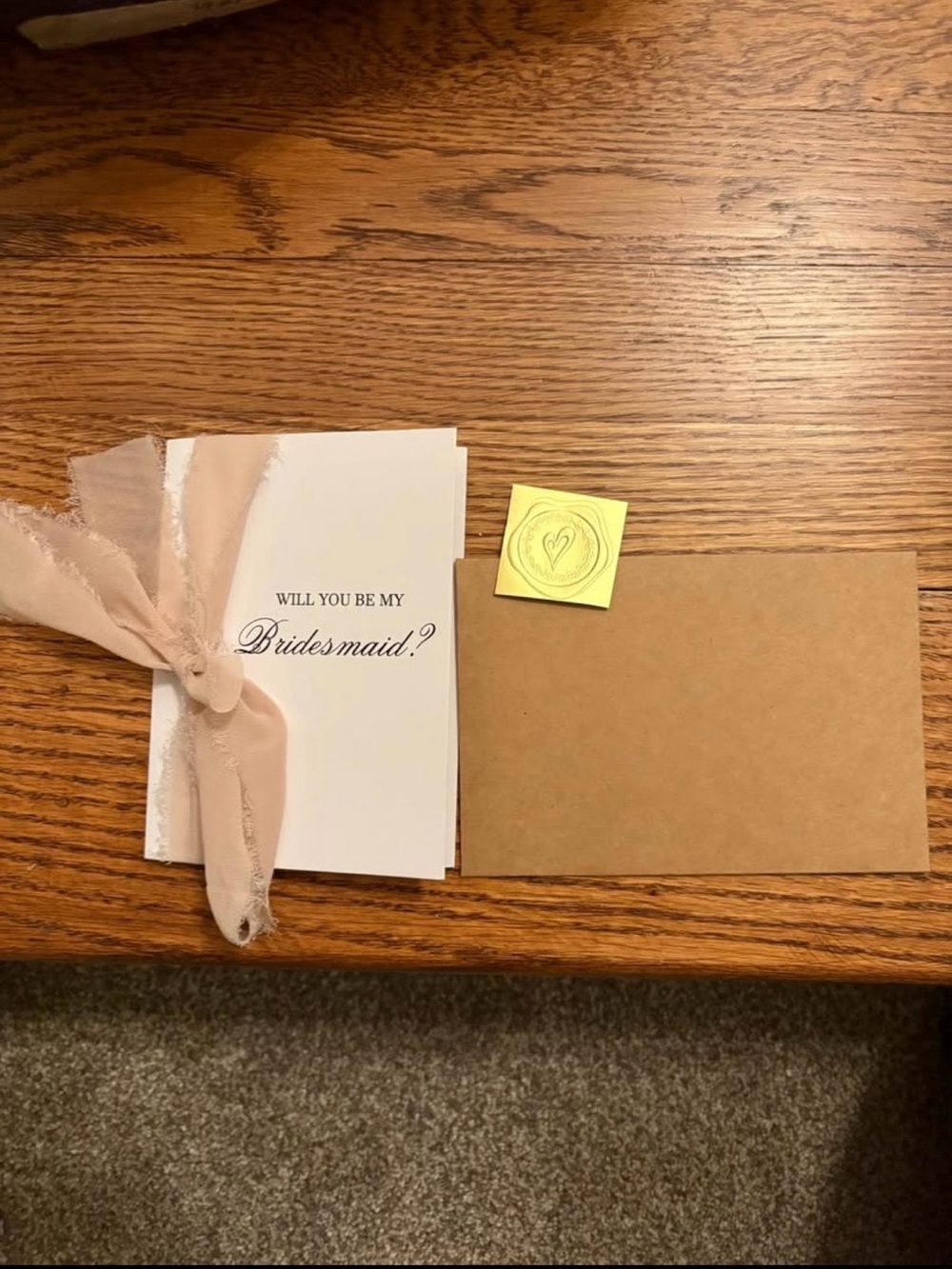 'Will You Be My Bridesmaid?' Card with Blush Ribbon